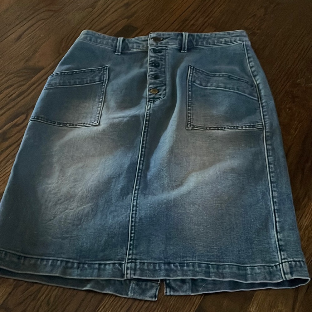 Pilcro and the Letterpress denim skirt